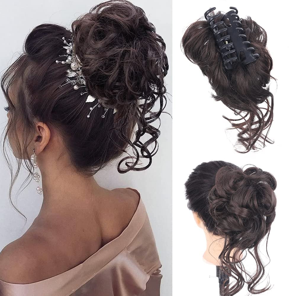 Curly Bun Hair Claw Clips