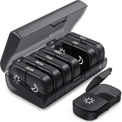 AM PM Weekly Pill Organizer – Travel-Friendly, Large Capacity & BPA-Free
