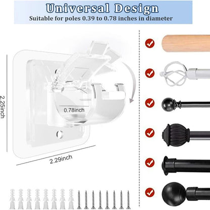 Nail-Free Adjustable Curtain Rod Bracket Holders – Drill-Free & Wall-Safe